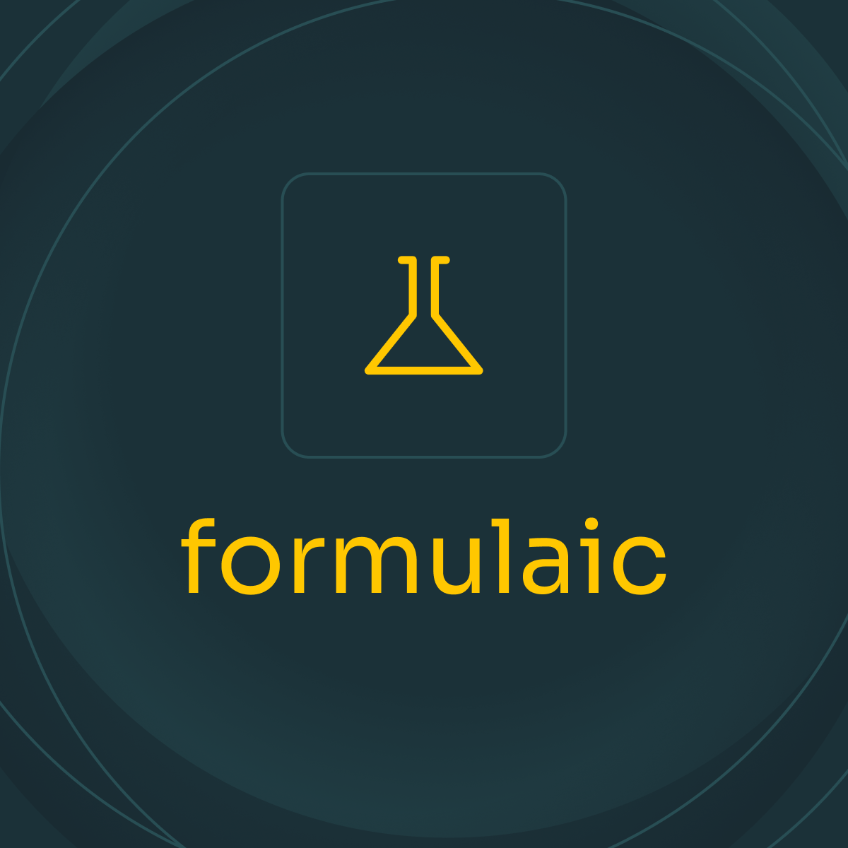 An image of the Formulaic logo and workdmark on an abstract background design.