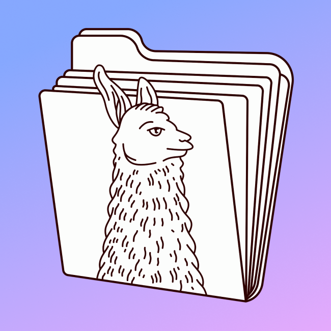 An illustration of a llama and a manilla folder, fused together in an Escher type abstract image.