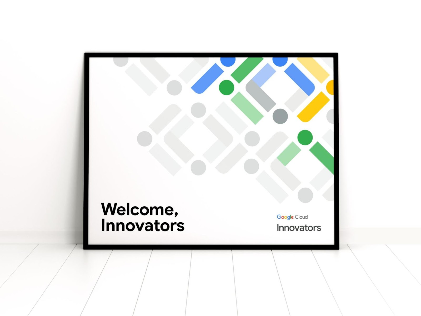 Google Cloud Innovators logo in a solid black frame with text that reads 'Welcome,
      Innovators'
