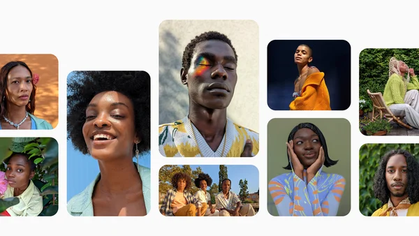 9 portraits made on Pixel 6, featuring a diverse range of people of color.