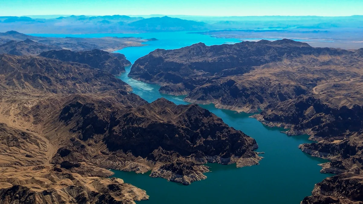 Aerial view of Lake Mead and surrounding area