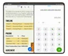 Split screen mode is shown on a foldable phone. The left side of the screen shows a PDF file open in Acrobat while the right side shows a calculator app open.