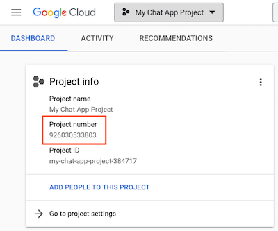 Project number in Project info section