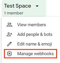 Select Manage webhooks in Chat