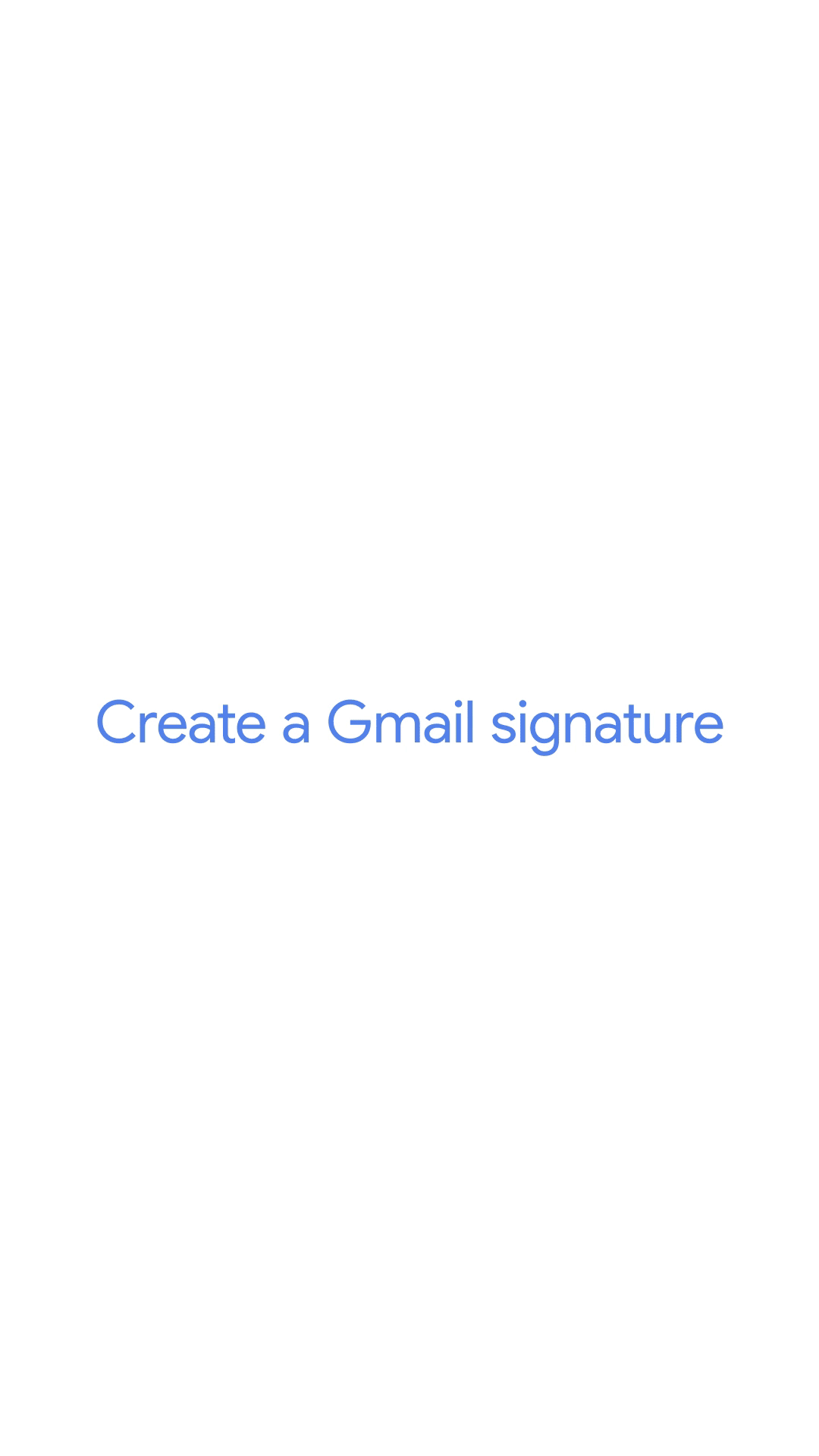 An animation showing how to create a Gmail signature on Android