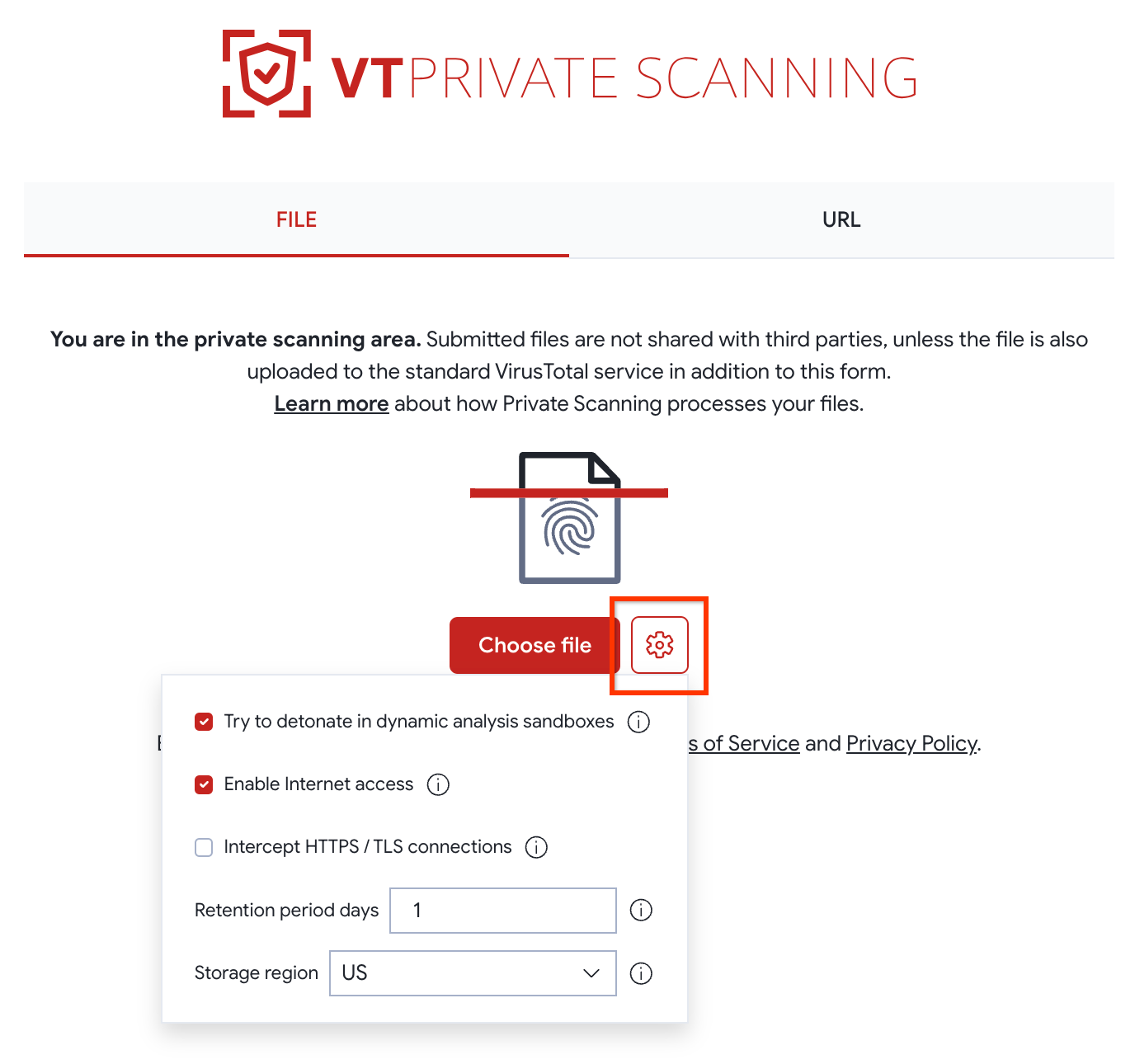 Private Scanning Options
