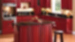 Red Kitchen with Black Countertops